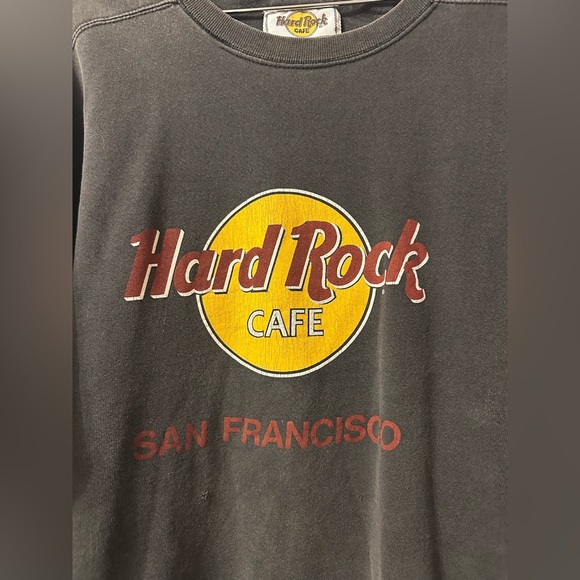 Vintage Hard Rock Cafe San Francisco Black Raglan Sweatshirt Mens L Large - Picture 2 of 7